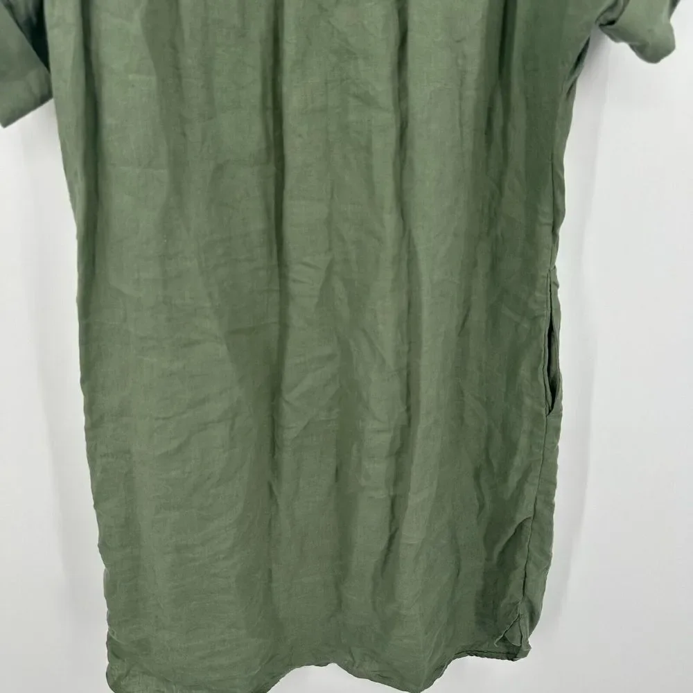 J. Crew Olive Green Button-Front Midi Dress